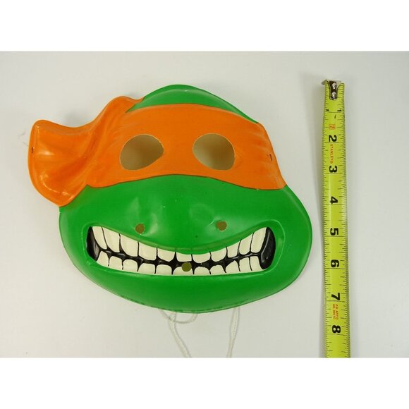 Vtg 1988 TMNT Teenage Mutant Ninja Turtles Halloween Costume Mask Michaelangelo - Picture 9 of 11